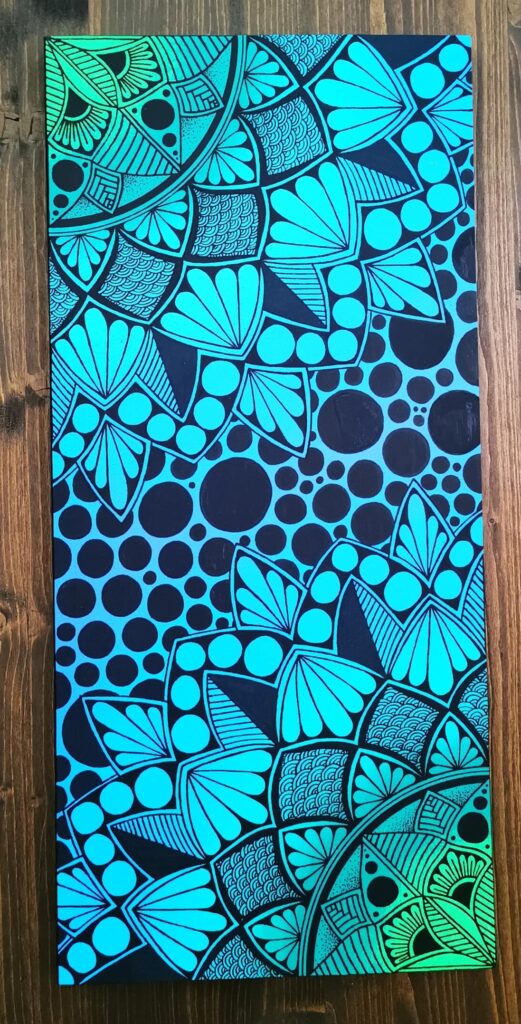 Jessies Art Mandala Holzbild blau