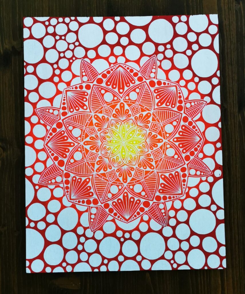 Jessies Art Mandala Holzbild rot